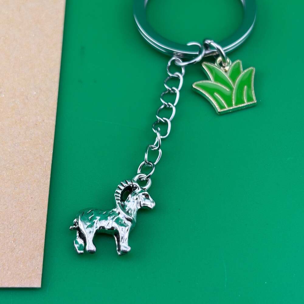 MAOFAED Easily Distracted By Goats Keychain with Grass Charm
